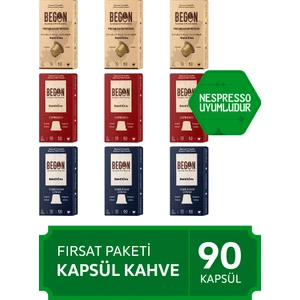 BEGON Nord Kivu Nespresso Uyumlu Alüminyum Kapsül Kahve Fırsat Paketi - 90 Adet