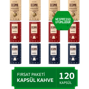 BEGON Nord Kivu Nespresso Uyumlu Alüminyum Kapsül Kahve Fırsat Paketi - 120 Adet