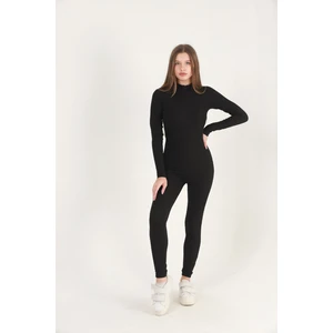 Kadın Tulum Tayt Spor Fitilli Fermuarlı Body