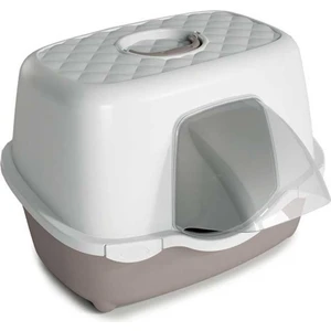 Stefan Chic Kapalı Kedi Tuvaleti  Gri - Beyaz 56X54,9X5