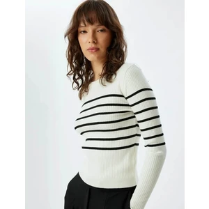 Kadın Kazak Siyah - Beyaz 5WAK90259HT