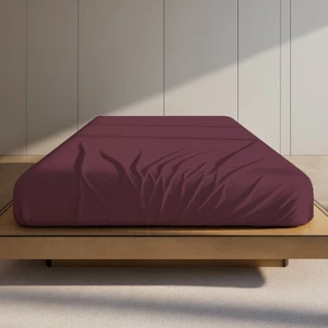 | Purecomfort |  Doğal Pamuk Tek Kişilik Lastikli Çarşaf | 35 cm Yükseklik | Mürdüm
