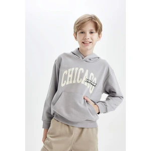 Erkek Çocuk Kapüşonlu Cepli Baskılı Sweatshirt C9798A824WN