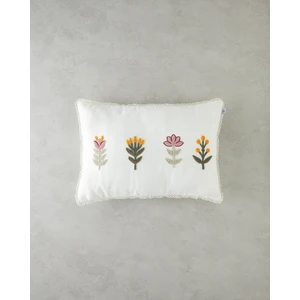 Zairan Punch Nakışlı Dekoratif Kırlent 33X50 cm Ekru