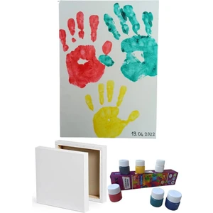 Bebek El Ayak İzi Baskı Seti Hobi Tuvali 25x35 cm 1 Adet Renkli Parmak Boyası Seti