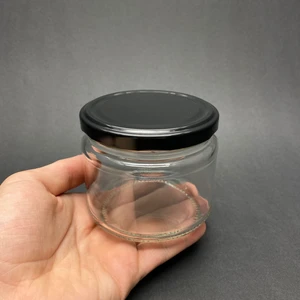 330 cc Cam Magnolia Kavanozu Siyah Kapaklı 10 Adet