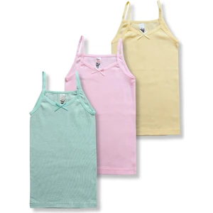 Giza Kids %100 Pamuklu Kız Çocuk İnce Askı Atlet Fanila 3lü Set