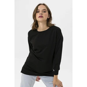 Kadın Bisiklet Yaka Yırtmaç Detaylı Sweatshirt 245048 -
