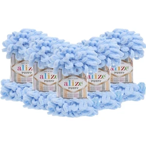 Puffy 5'li Paket (5X100GR) El Örgü Ipi ( 183 Açık Mavi )