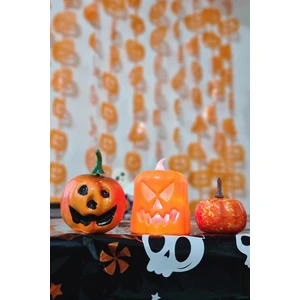 Halloween 3 Lü Bal Kabağı Süs Seti Işıklı Balkabağı Mum Gülen Balkabağı Figür ve Küçük Balkabağı Figür