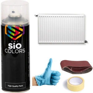 Sio Colors Petek - Kalorifer - Radyatör Parlak Beyaz Sprey Boya 400 ml -Zımpara-Kağıt Bant-Eldiven