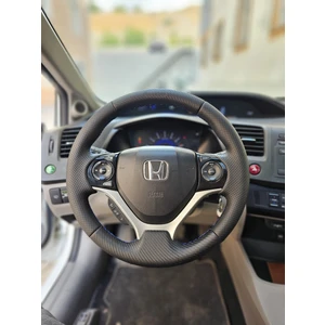 Honda Civic FB7 Araca Özel Direksiyon Kılıfı (Nokta Karbon Mavi İp)