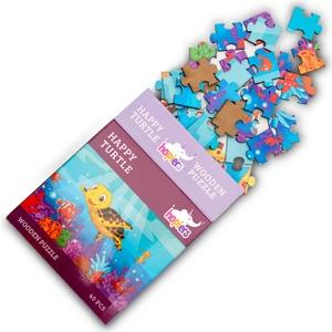 Montessori Happy Turtle Ahşap 40 Parça Puzzle Seti/ 1+ Yaş/ Eğitici, Öğretici ve Güvenli Çocuk Oyuncağı