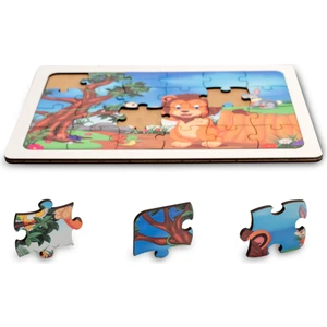 Montessori Sevimli Aslan 24 Parça Ahşap Puzzle Seti - 1+ Yaş - Eğitici, Öğretici ve Güvenli Çocuk Oyuncağı