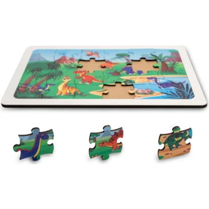 Montessori Dinozorlar 24 Parça Ahşap Puzzle Seti / Eğitici, Öğretici ve Güvenli Çocuk Oyuncağı