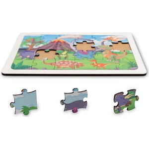 Montessori Dinazor Ailesi 24 Parça Ahşap Puzzle Seti / 1+ Yaş / Eğitici, Öğretici ve Güvenli Çocuk Oyuncağı