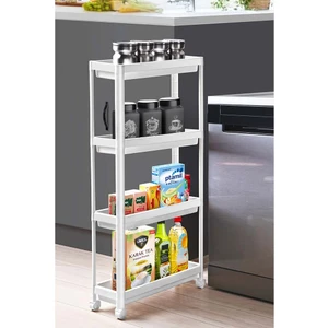 Bizden Eve 4katlı, Tekerlekli, Banyo Rafı ,Mutfak Servis Rafı, Havluluk, Moduler Sampuanlık , Sebzelik