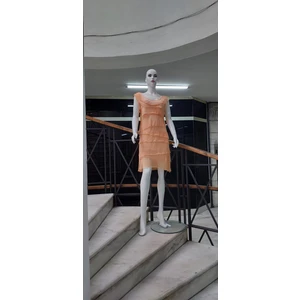 Kat Kat Taşlanmış Mini Ipek Elbise