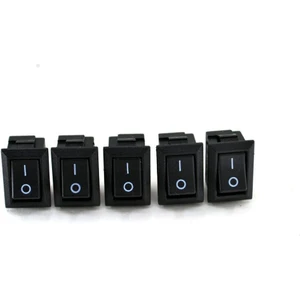 5 Adet Mini Dikdörtgen Siyah Elektrik Anahtarı 1-0 Işıksız Rocker 12V-220V