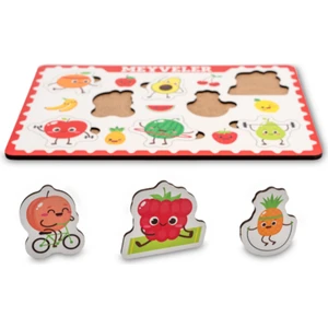 Montessori Meyveler Ahşap Bultak Puzzle Seti / 1+ Yaş / Eğitici, Öğretici ve Güvenli Çocuk Oyuncağı