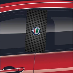 Modifiye Fabrikası Araç Kapı Direği Kaplama Folyosu Uv Baskılı 2'Li Set 50X24 Cm Alfa Romeo