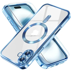 Apple Iphone 16 Plus Kılıf Şeffaf Renkli Yumuşak Kamera Koruma Magsafe Şarj Kapak Demre