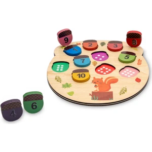 Eğitici Ahşap Sincap Rakamları Öğreniyorum Oyunu / 1+ Yaş / Çocuklar Için Montessori Gelişim Oyuncağı