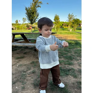 Eyc Baby Çizgili Selanik Örgü Oversize  Çocuk Triko Kazak (Geniş Kalıptır Lütfen Tam Beden Tercih Ediniz )