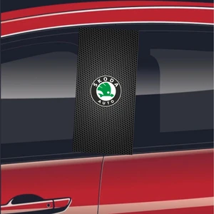 Modifiye Fabrikası Araç Kapı Direği Kaplama Folyosu Uv Baskılı 2'Li Set 50X24 Cm Skoda