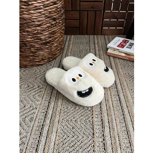 BEHTAH KUNDURA Erkek , Kadın Ev Terliği Gülen Komik Yüz Sessiz Tabanlı Peluş Pofuduk Ev Terliği Çeyiz Bohça Terliği