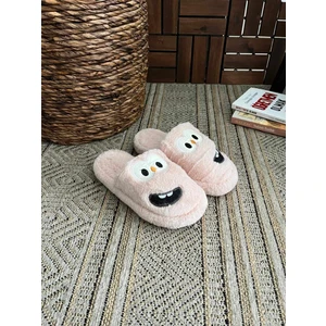 BEHTAH KUNDURA Erkek , Kadın Ev Terliği Gülen Komik Yüz Sessiz Tabanlı Peluş Pofuduk Ev Terliği Çeyiz Bohça Terliği