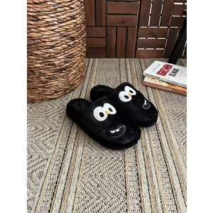 BEHTAH KUNDURA Erkek , Kadın Ev Terliği Gülen Komik Yüz Sessiz Tabanlı Peluş Pofuduk Ev Terliği Çeyiz Bohça Terliği