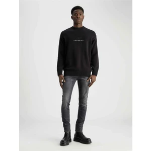 Calvin Klein Jeans Yarım Balıkçı Yaka Regular Fit Nakışlı Siyah Erkek Kazak J30J326887BEH Chenılle Monologo