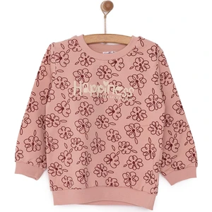 Basic Az Şardonlu Çiçek Desenli Sweatshirt Kız Bebek
