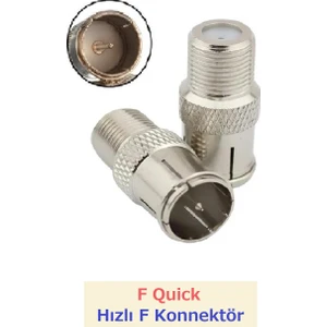 2 Adet Hızlı F Konnektör (F Quick) Rg6 Anten Kablosu Jack (Kolay-Çıkar-Tak)