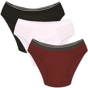 Erkek Pamuk 3lü Siyah Beyaz Bordo Likralı Slip 40124