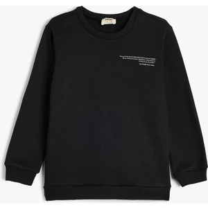 Sweatshirt Slogan Baskılı Bisiklet Yaka Uzun Kollu