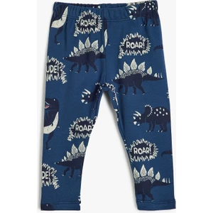 Jogger Eşofman Altı Dinozor Baskılı Beli Lastikli Pamuklu