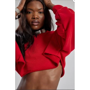 Alejandro Kırmızı Crop Sweatshirt
