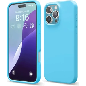 iPhone 16 Pro Max Kılıf Antibakteriyel Esnek Soft Parmak İzi Yapmaz Liquid Silikon - Mavi