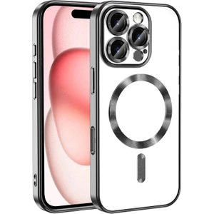 iPhone 16 Pro Max Kılıf Kenarları Renkli ve Magsafe Halkalı Şık Auraq Premium Silikon Şeffaf