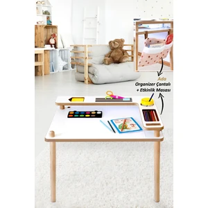 Montessori Organizerli Ahşap Çocuk Oyun, Aktivite, Etkinlik ve Çalışma Masası Ada