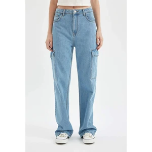90's Wide Leg Yüksek Bel Uzun Jean Yıkamalı Pantolon C7362AX24AU