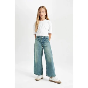 Kız Çocuk Okul Wide Leg Geniş Bol Paça Cepli Jean Pantolon D3525A824WN