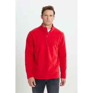 Altınyıldız Classics Erkek Kırmızı Anti-pilling Tüylenme Yapmayan Standart Fit Dik Yaka Soğuk Geçirmez Polar Sweatshirt