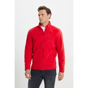 Altınyıldız Classics Erkek Kırmızı Anti-pilling Tüylenme Yapmayan Standart Fit Dik Bato Yaka Sweatshirt Polar Ceket