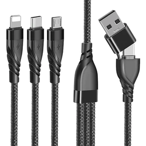3in1 Type-C + USB To Lightning + Type-C + Micro USB Şarj ve Data Kablosu