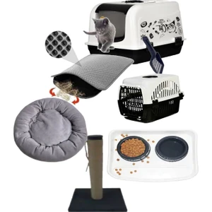 Ocean King Maxi Xxl Büyük Boy Kedi Tuvaleti Üstten Açılır Simit Yataklı Kauçuk Paspaslı Tam Set