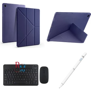 Samsung Galaxy Tab A9 Plus X210 11'' Uyumlu Standlı Kılıf Dokunmatik Kalem ve Klavye Mouse 3'lü Set