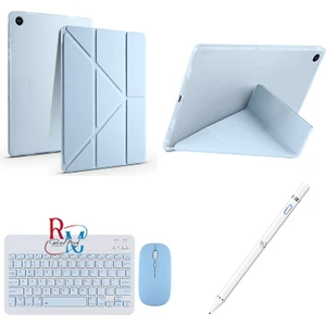 Samsung Galaxy Tab A9 Plus X210 11'' Uyumlu Standlı Kılıf Dokunmatik Kalem ve Klavye Mouse 3'lü Set